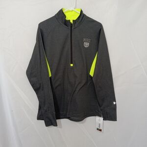 NWT Under Armour MSU 1/4 Zip Pullover Jacket Adult XL Semi Fit Neon Yellow/ Gray